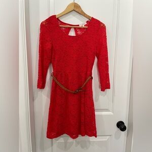 Stella Tweed Vibrant Red Lace Top
